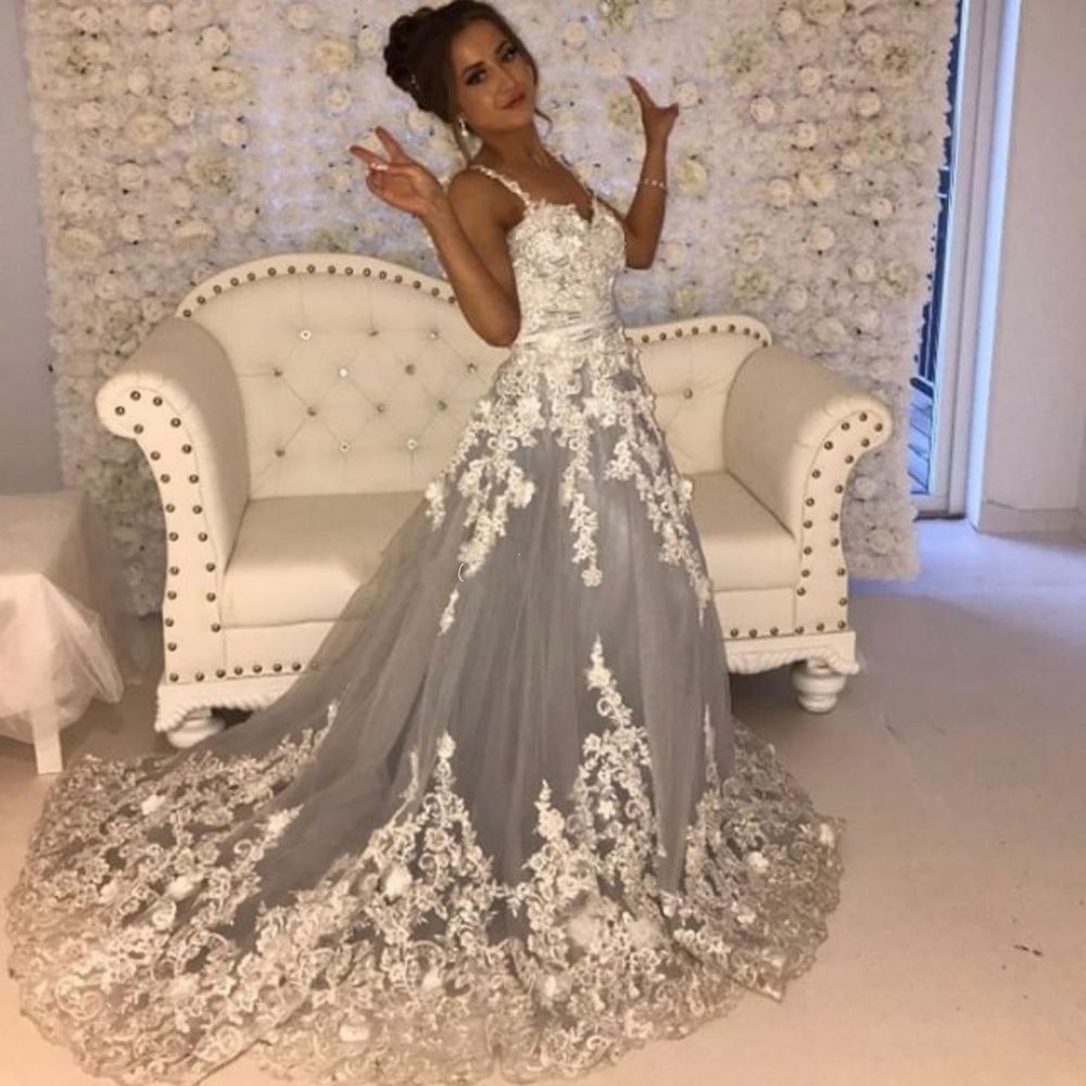 Charming Transparent Lace Spaghetti Straps Floor-length A-Line Prom Dresses