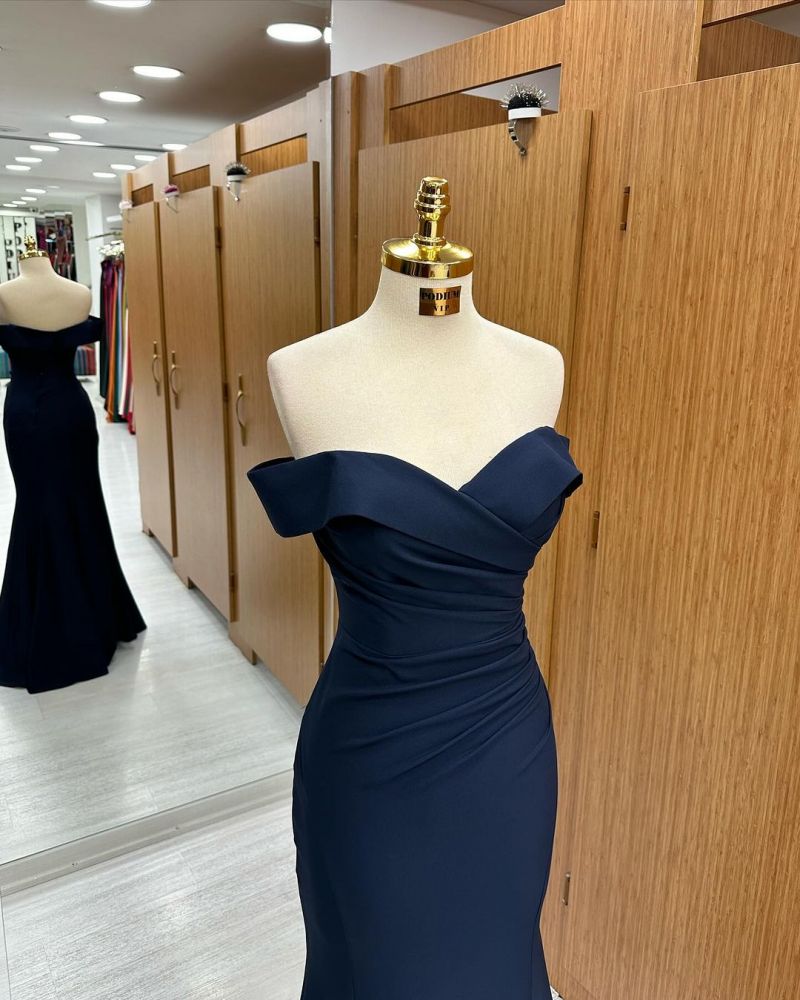 Sweetheart Off the shoulder Black Mermaid Prom Dresses