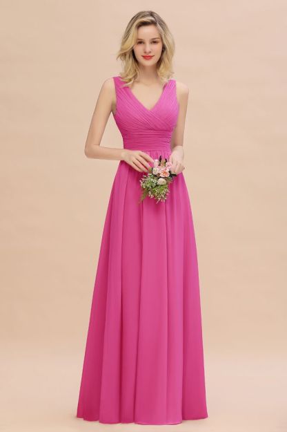 Elegant V-Neck Ruffles Bridesmaid Dress On Sale | Sexy Long Evening Dresses