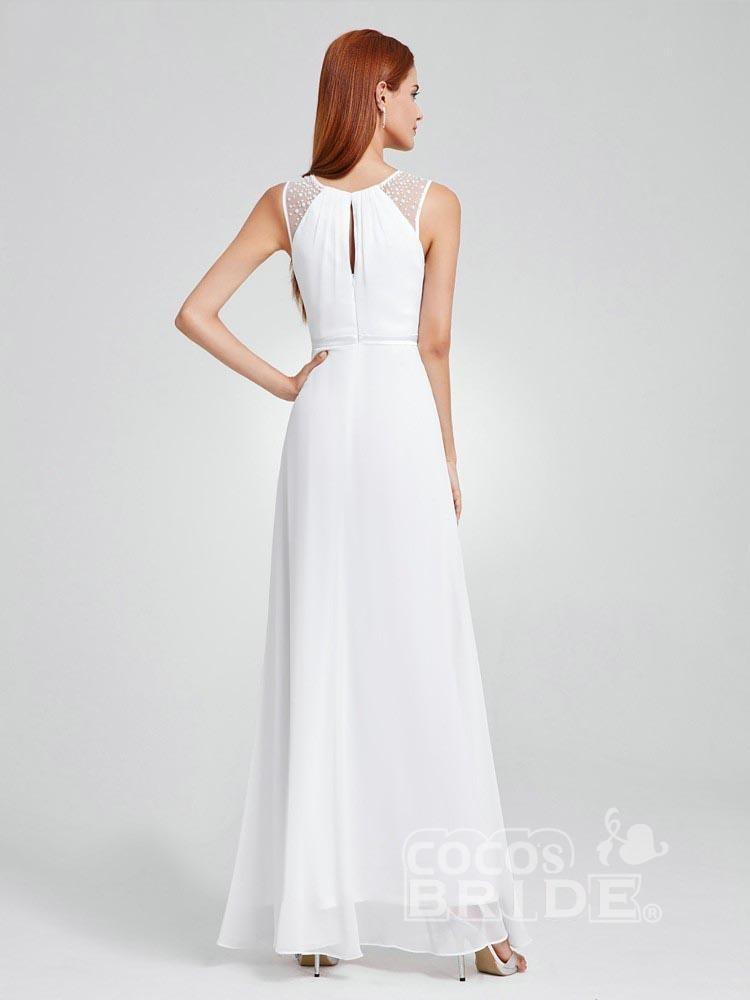 Halter White Simple Beach Wedding Dresses