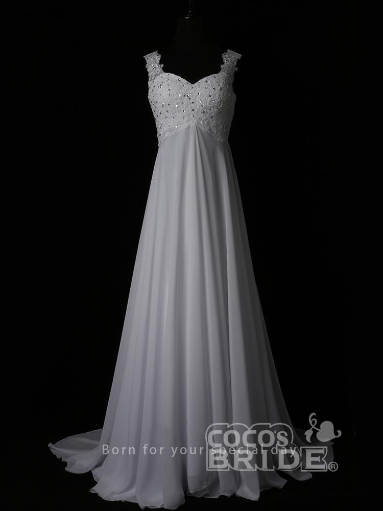 Cap sleeves A-line White Floor length Bridal Gowns