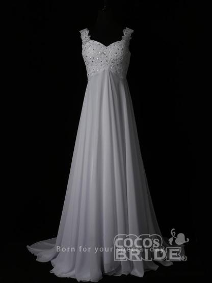 Cap sleeves A-line White Floor length Bridal Gowns