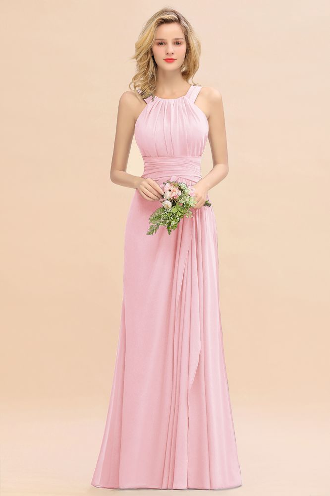 Halter Chiffon Mermaid Bridesmaid Dress Sleeveless Wedding Party Dress