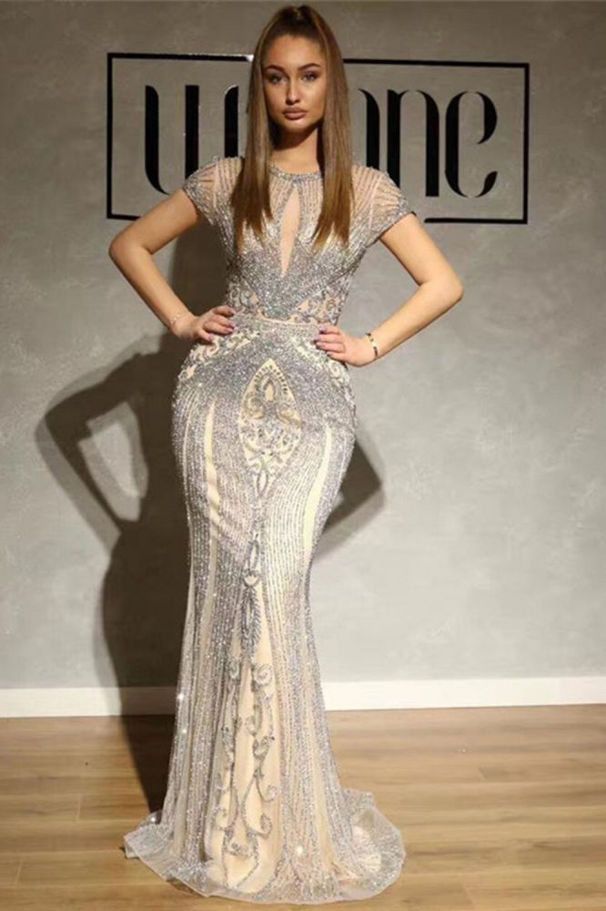 Luxury Mermaid Halter Rhinestones Prom Dress with Tassel | Sparkle Formal Evening Dresses