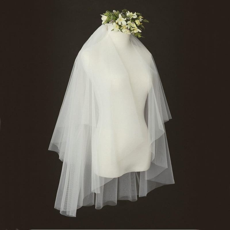 Elegant White Short Tulle With Comb Wedding Veils | Babyonlinewholesale-Babyonlinewholesale