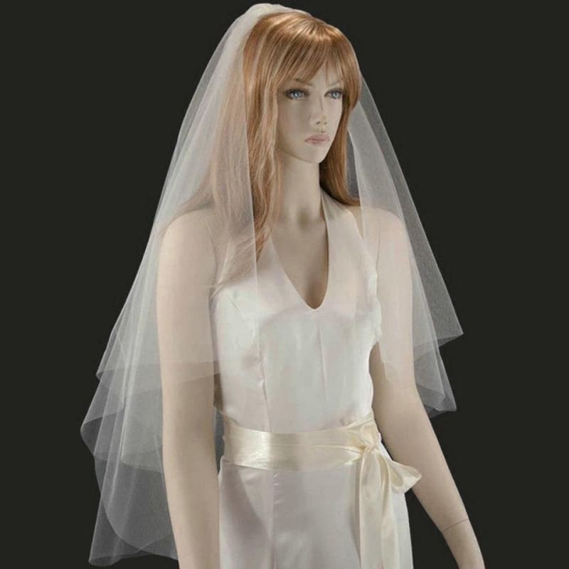 Elegant White Short Tulle With Comb Wedding Veils | Babyonlinewholesale-Babyonlinewholesale