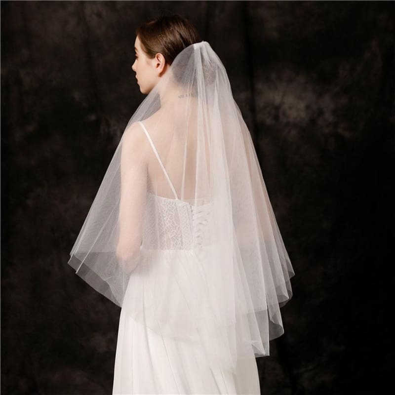 Elegant White Short Tulle With Comb Wedding Veils | Babyonlinewholesale-Babyonlinewholesale
