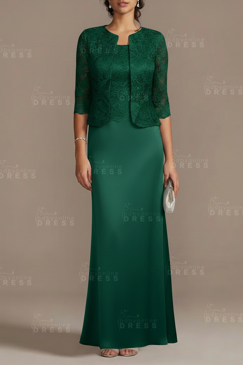 Long sleeves Sky blue Column Long Mother of the bride Dress