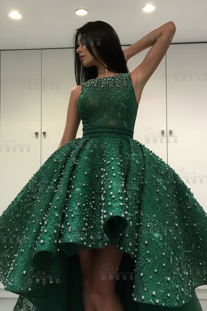 Gorgeous Sleeveless Beadings Short Hi-Lo Cocktail Dress Homecoming Dress