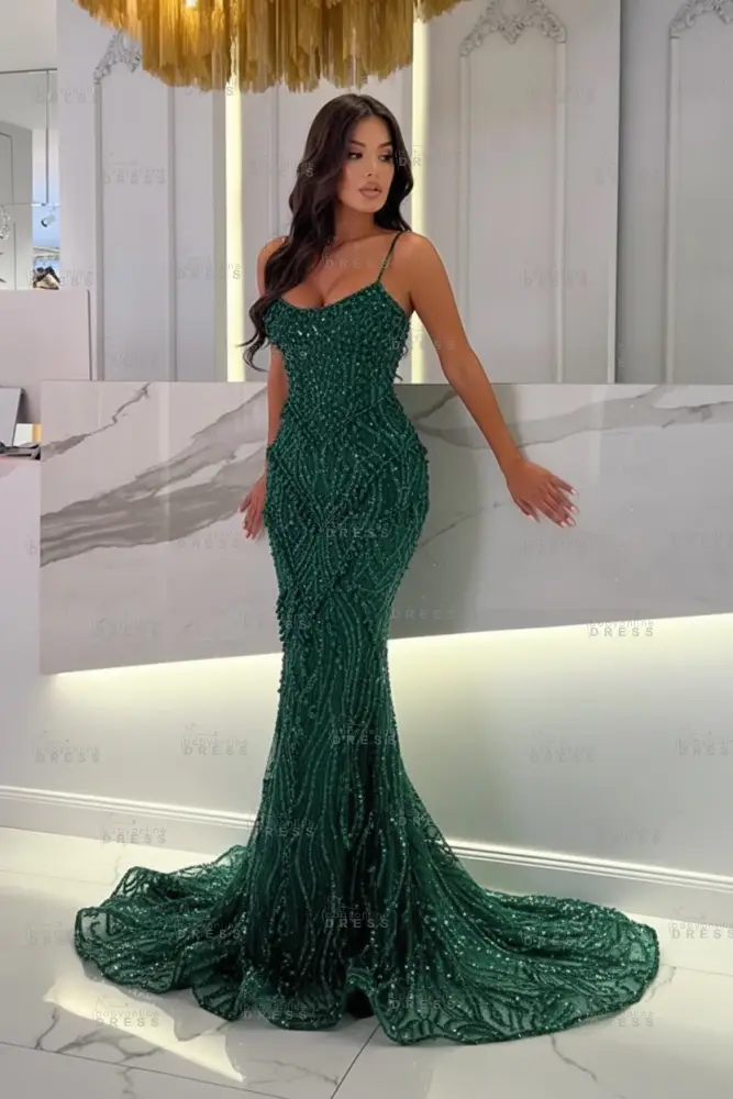 Strapless Mermaid Ivory Court Train Pearls Prom Dresses
