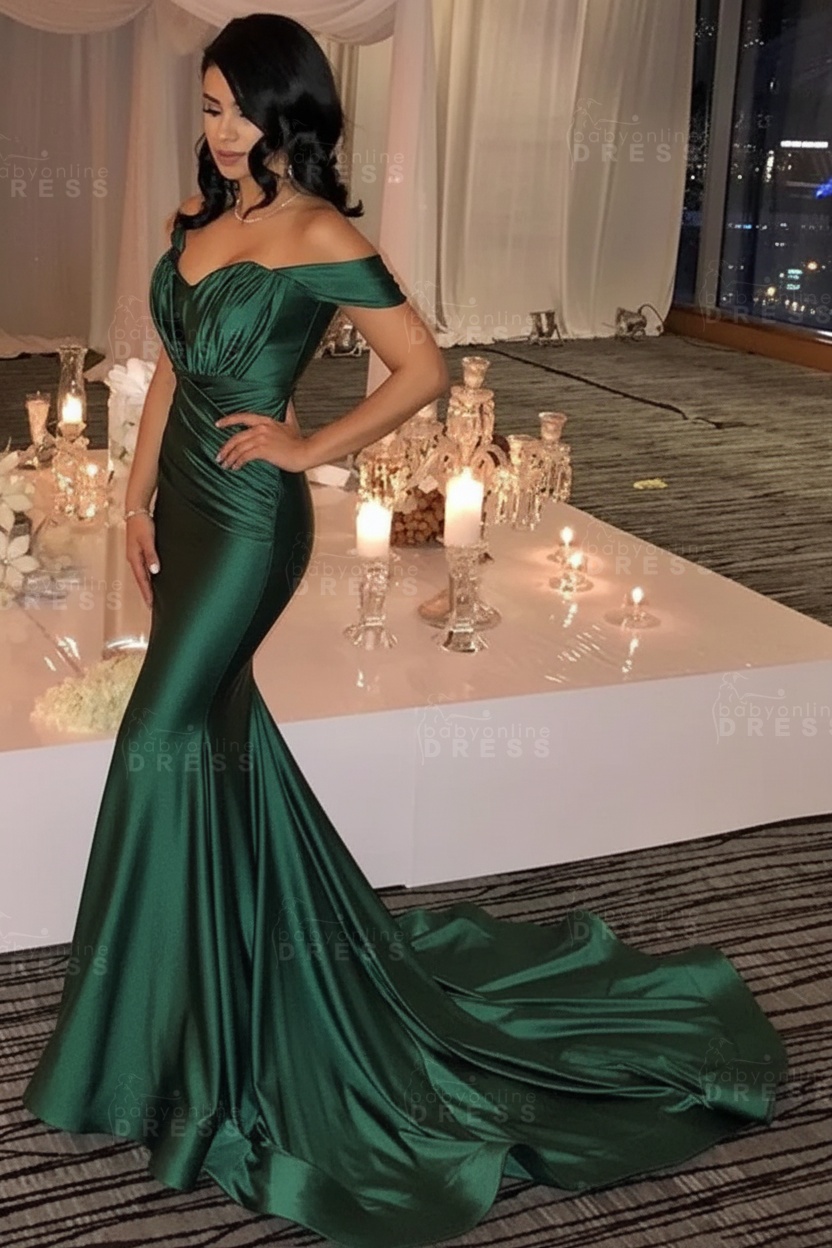 Off The Shoulder Champagne Gold Sexy Prom Dresses Mermaid Lates Popular Evening Gown