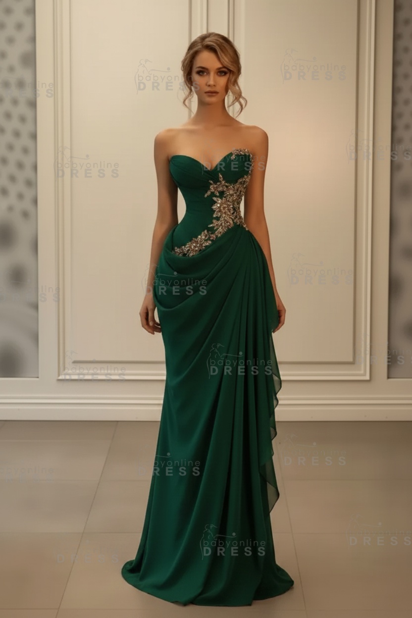 Stunning Sweetheart Strapless Ruffles Bodycon Prom Dress with Appliques