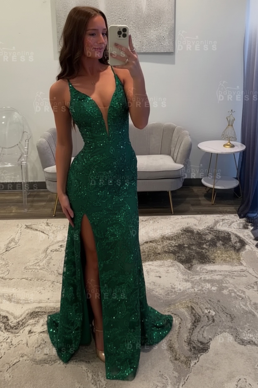 Sexy Glitter Black Prom Dress High Split Prom Dress Sleeveless