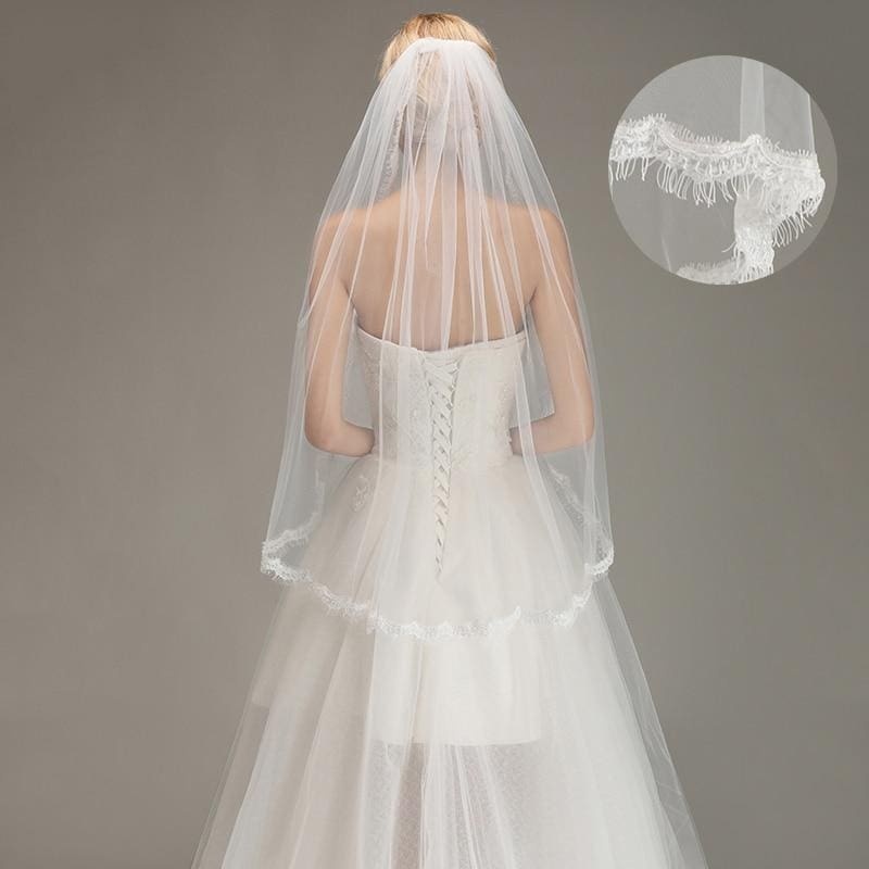 Eyelash Short One Layer Tulle Wedding Veils Simple Bridal Veil | Babyonlinewholesale-Babyonlinewholesale