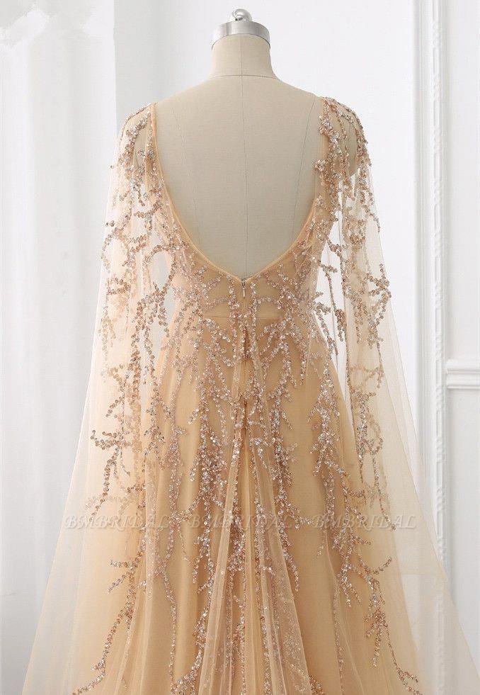 Elegant Jewel Long Sleeves Ruffle Prom Dresses with Beadings Online