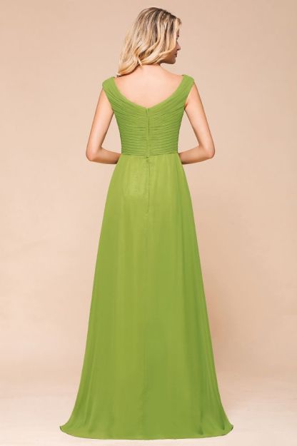 Sleeveless Sage Soft Chiffon Aline Bridesmaid Dress