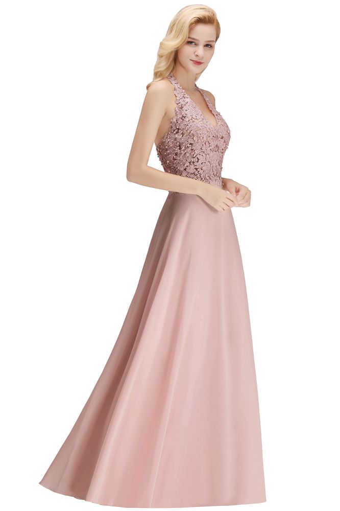 Sexy Halter Backless, Burgundy, Navy, Pink, Silver Sleeveless Princess Formal Dress