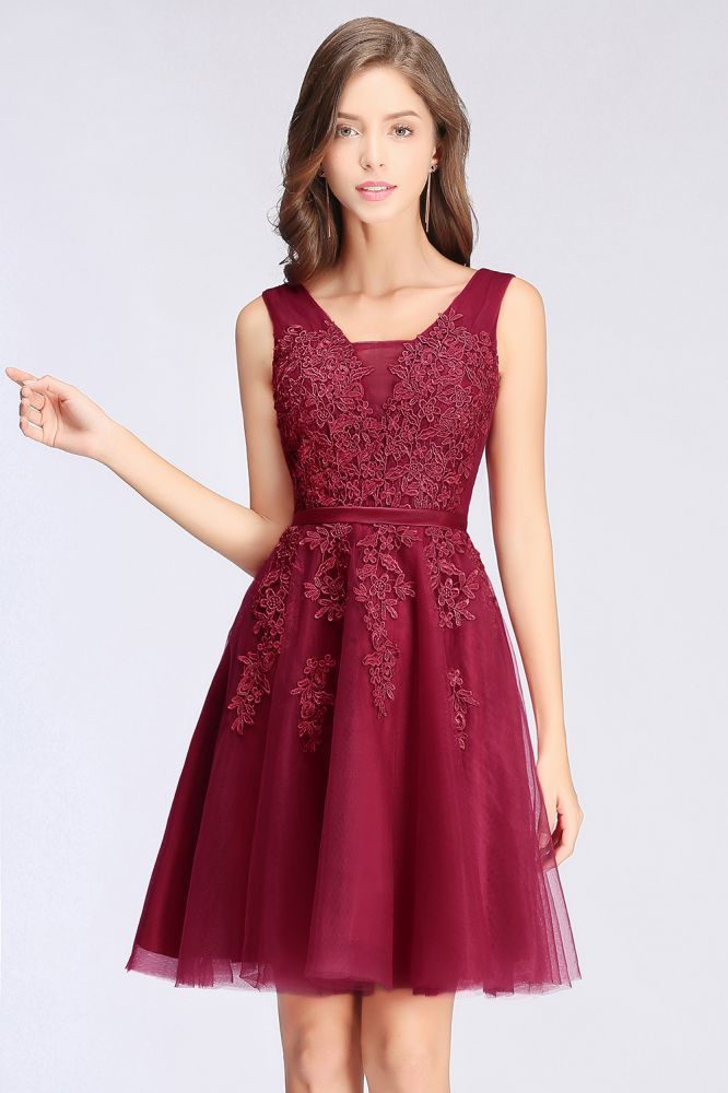 ADDILYNN | A-line Knee-length Tulle Prom Dress with Appliques