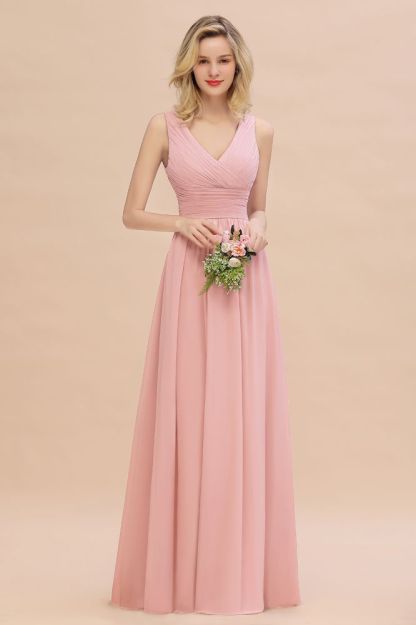 Elegant V-Neck Ruffles Bridesmaid Dress On Sale | Sexy Long Evening Dresses