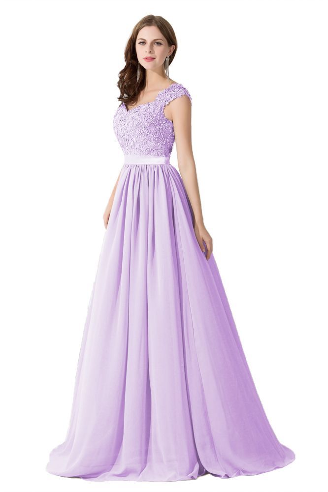 ADA | A-line V Neck Chiffon Bridesmaid Dress with Appliques