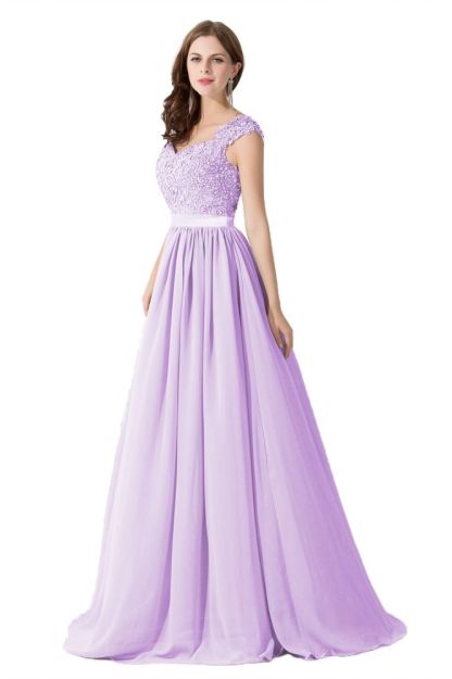 ADA | A-line V Neck Chiffon Bridesmaid Dress with Appliques