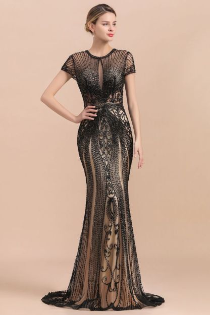 Luxury Black all-covered beaded Mermaid Prom Dress