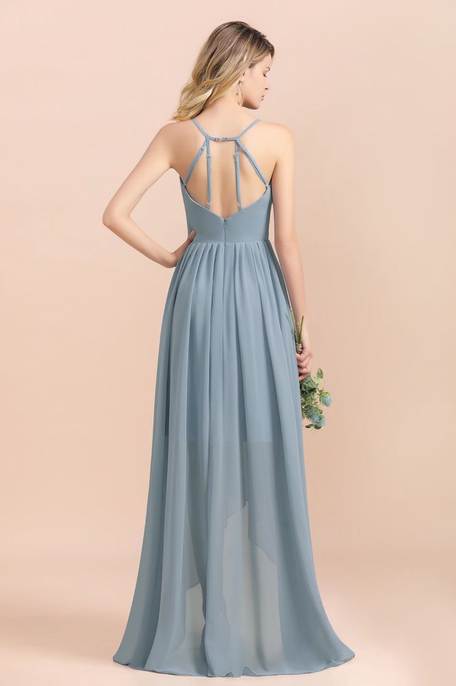 Spaghetti Straps Sweetheart Soft Chiffon Hi-Lo Bridesmaid Dress