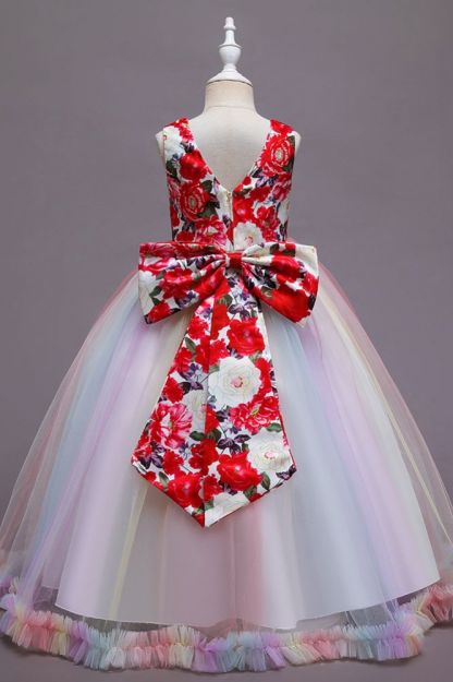 Two toned royal blue sleeveless high neck cute flower girl dress
