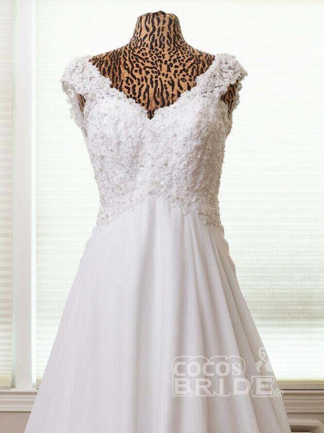 Cap sleeves A-line White Floor length Bridal Gowns