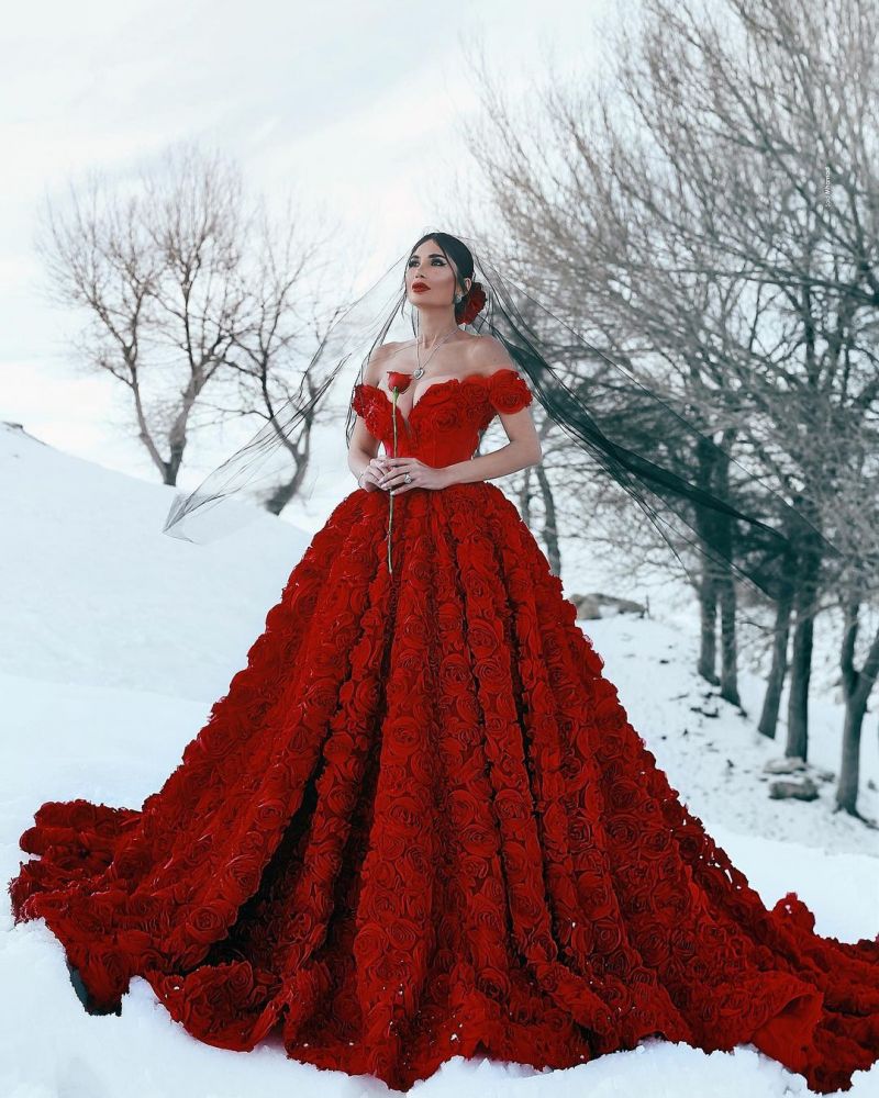 Off the Shoulder 3D Floral Printed Ball Gown for Girl Evening Maxi Gowns