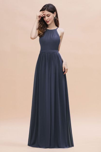 Elegant Sleeveles Chiffon Evening Maxi Dress Soft Chiffon Bridesmaid Dress