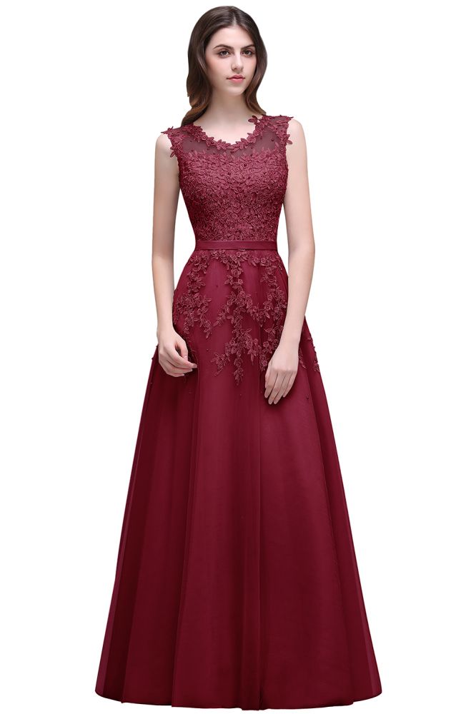 ADDILYN | A-line Floor-length Tulle Prom Dress with Appliques