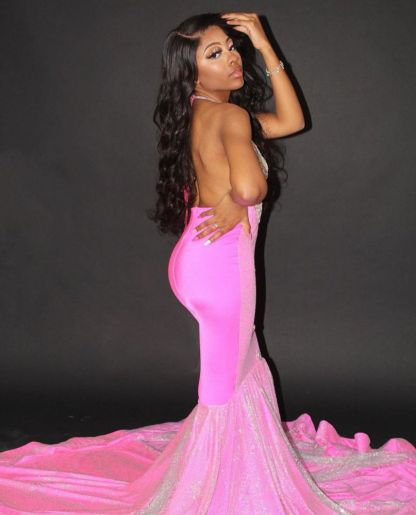 Sexy Halter Mermaid Evening Gowns Backless Prom Dress