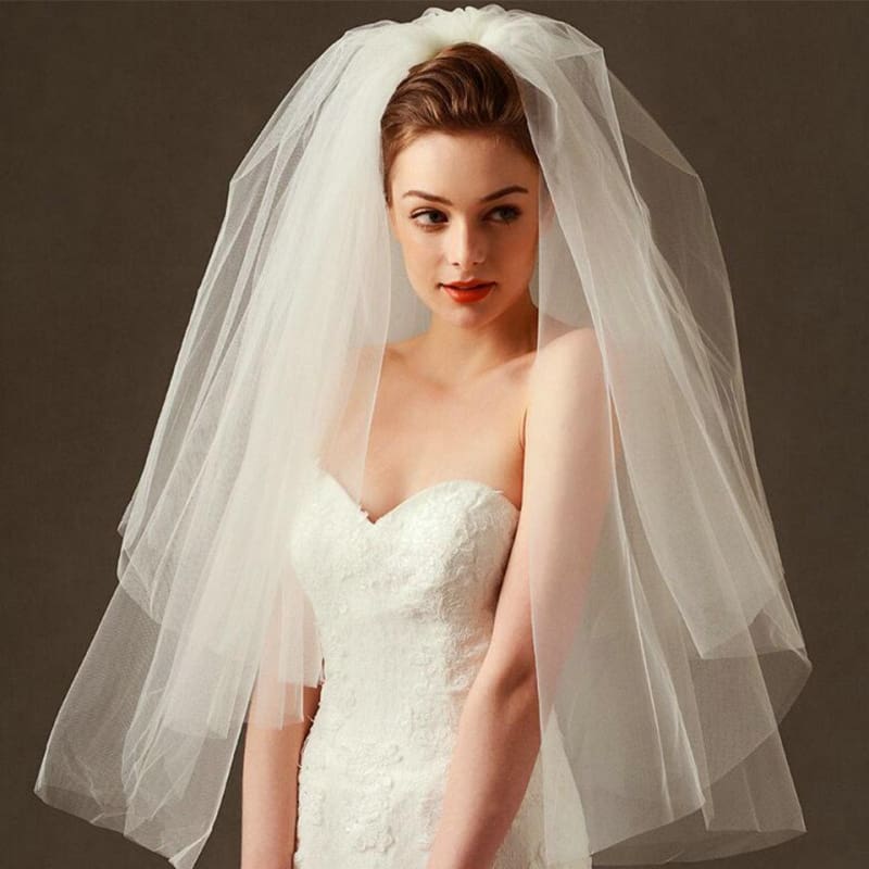 Two Layers Tulle Veils With Comb Wedding Veils | Babyonlinewholesale-Babyonlinewholesale