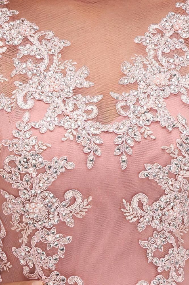 Cap Sleeve Lace Appliques Beads Slim A-line Evening Prom Dress for Women