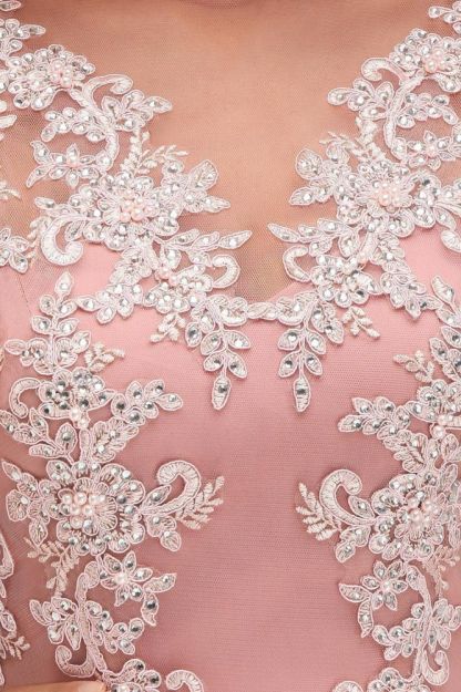 Cap Sleeve Lace Appliques Beads Slim A-line Evening Prom Dress for Women