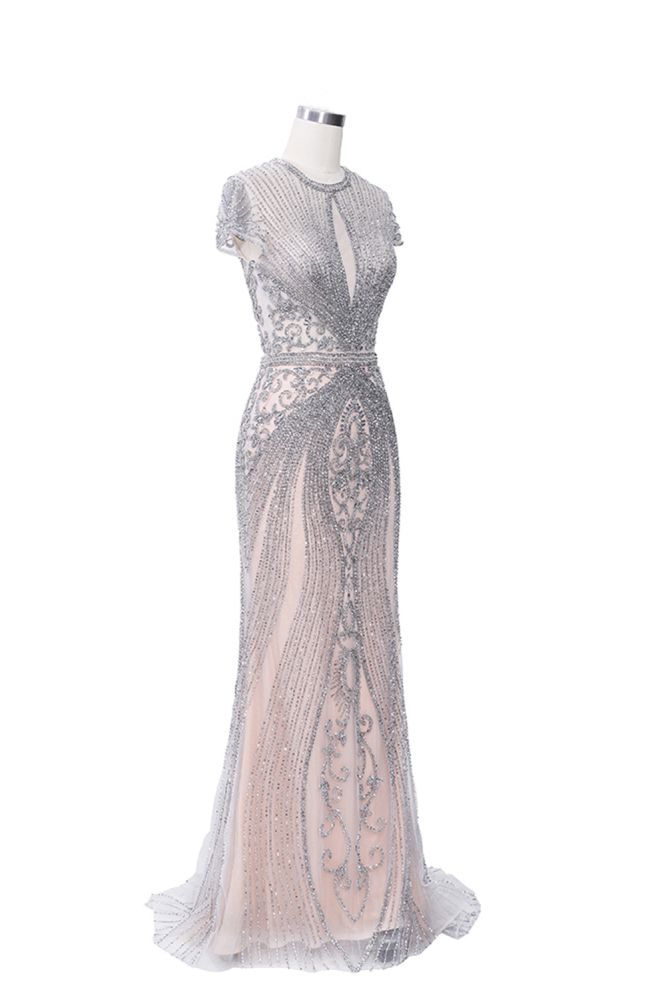 Luxury Mermaid Halter Rhinestones Prom Dress with Tassel | Sparkle Formal Evening Dresses