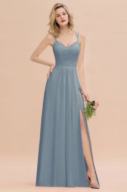 Sweetheart Aline Lace Party Dress Sleeveless Bridesmaid Dress with Side Slit