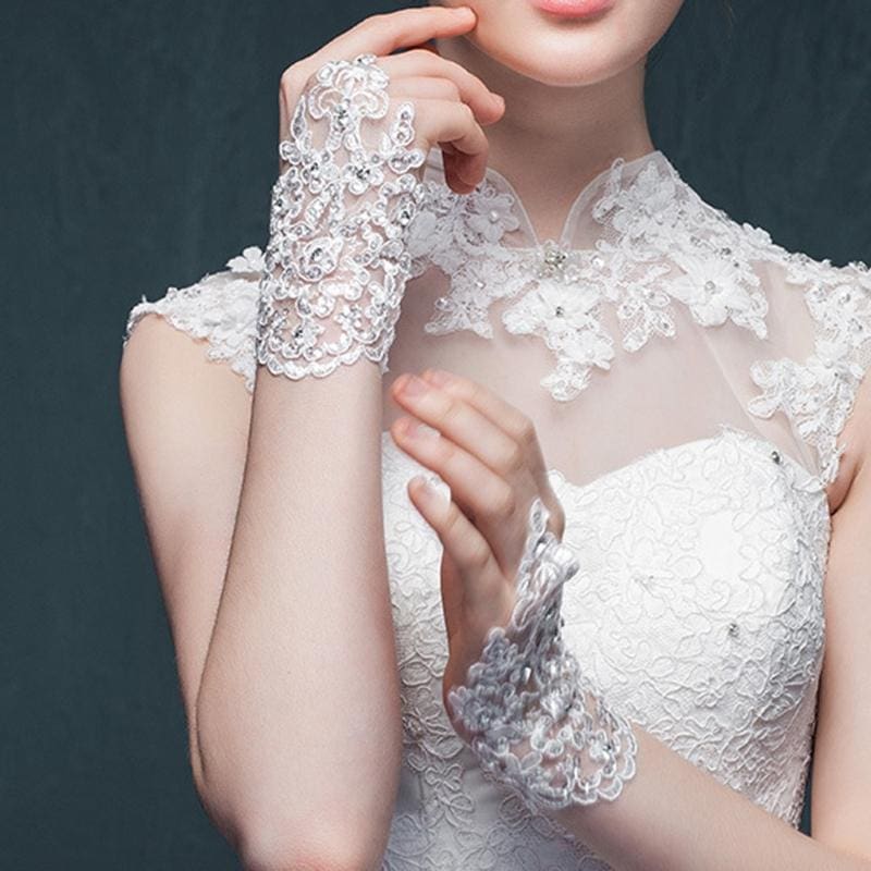 Fingerless Elegant Short Lace Wedding Gloves | Babyonlinewholesale - wedding gloves