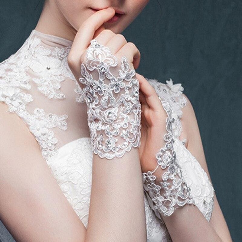 Fingerless Elegant Short Lace Wedding Gloves | Babyonlinewholesale - wedding gloves