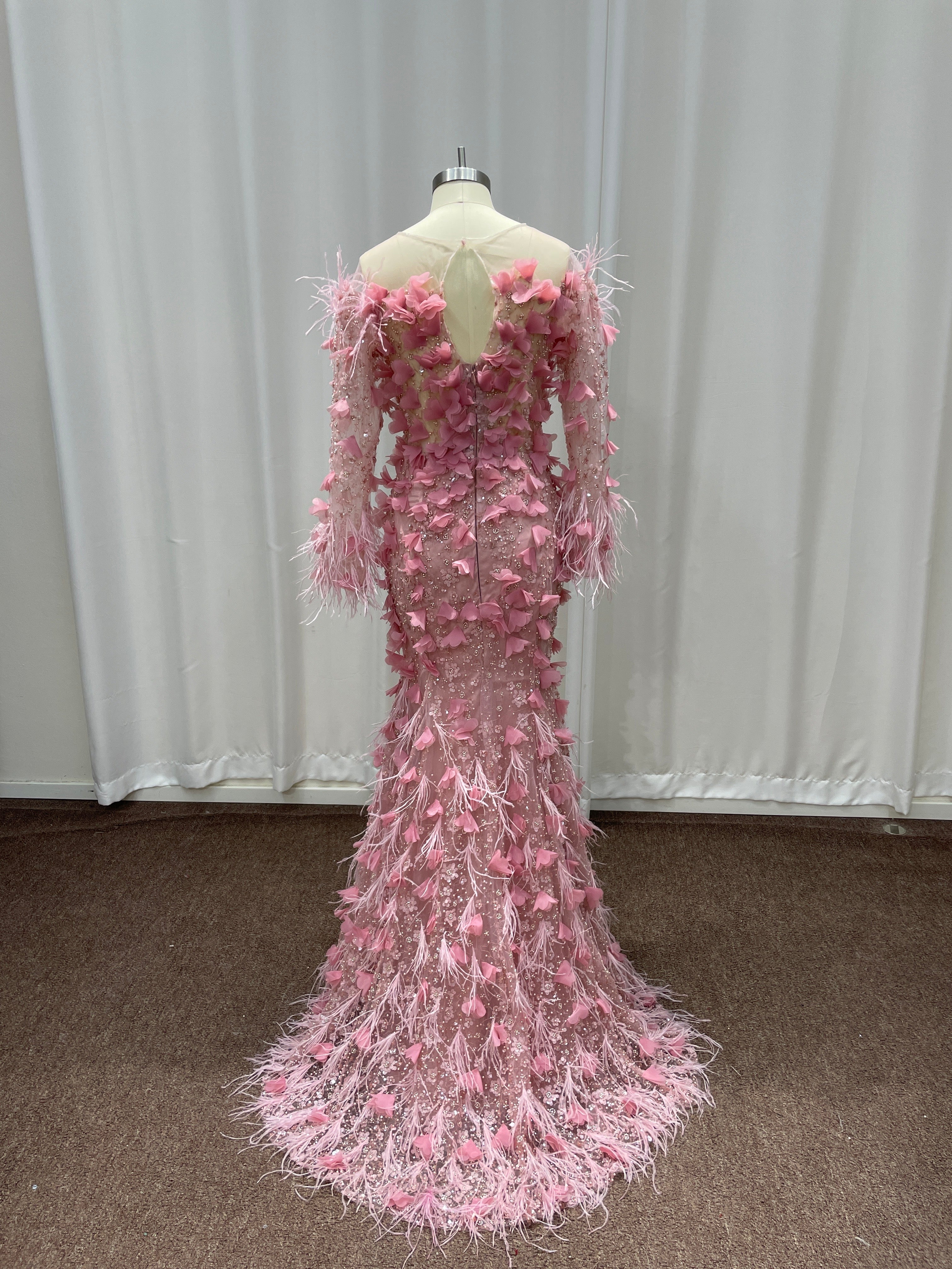 V-neck Long Sleeves Mermaid Evening Dresses Floor Length