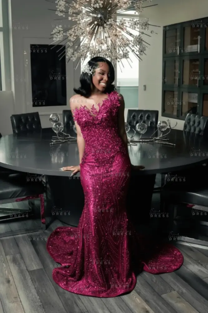 Strapless Dark Green Mermaid Prom Dress with Beadings