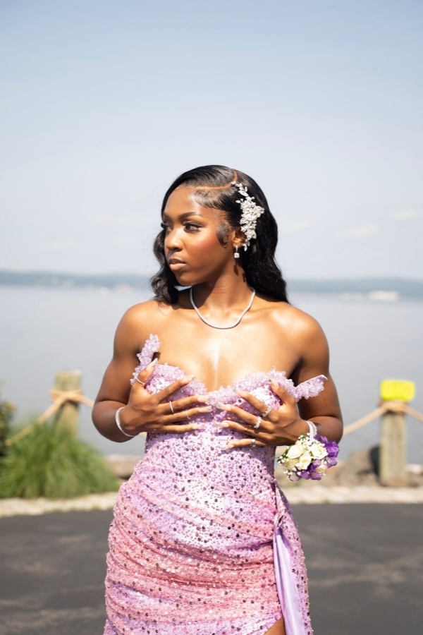 Sexy Strapless Sequins Mermaid Prom Dress with High Split