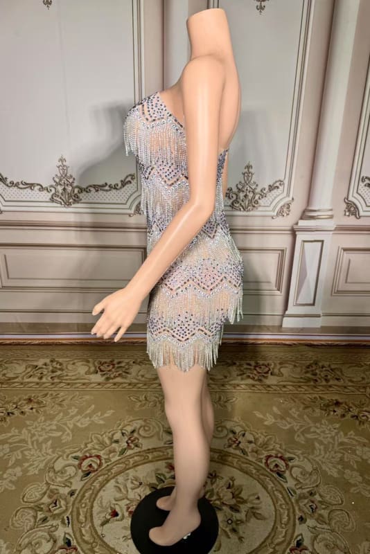 Glitter Strapless Short Crystals Sheath Prom Dress