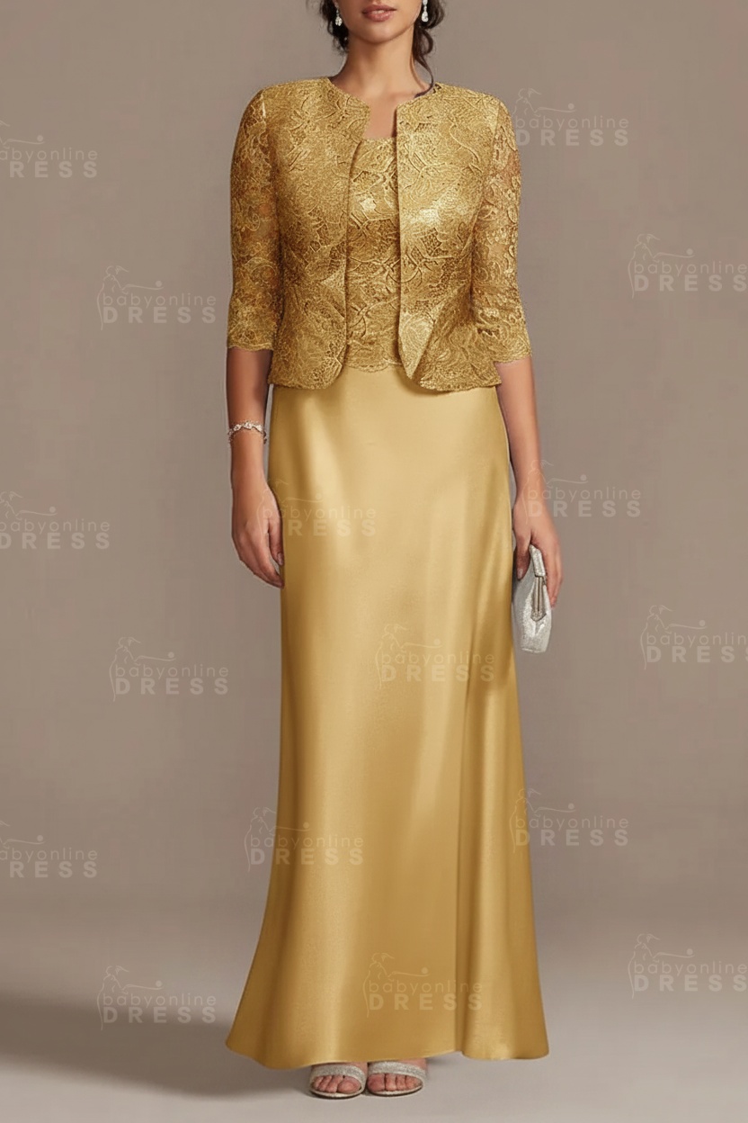 Long sleeves Sky blue Column Long Mother of the bride Dress