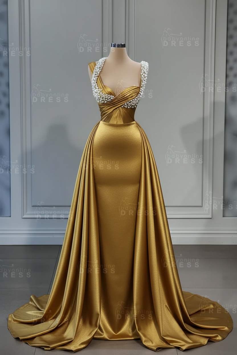 Sweetheart white mermaid prom dress with overskirt