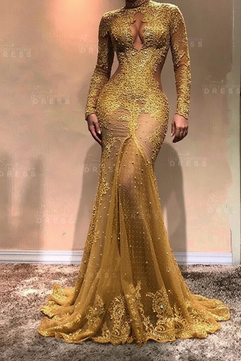 Gorgeous Long Sleeve Mermaid Evening Dress | Lace Formal Dress