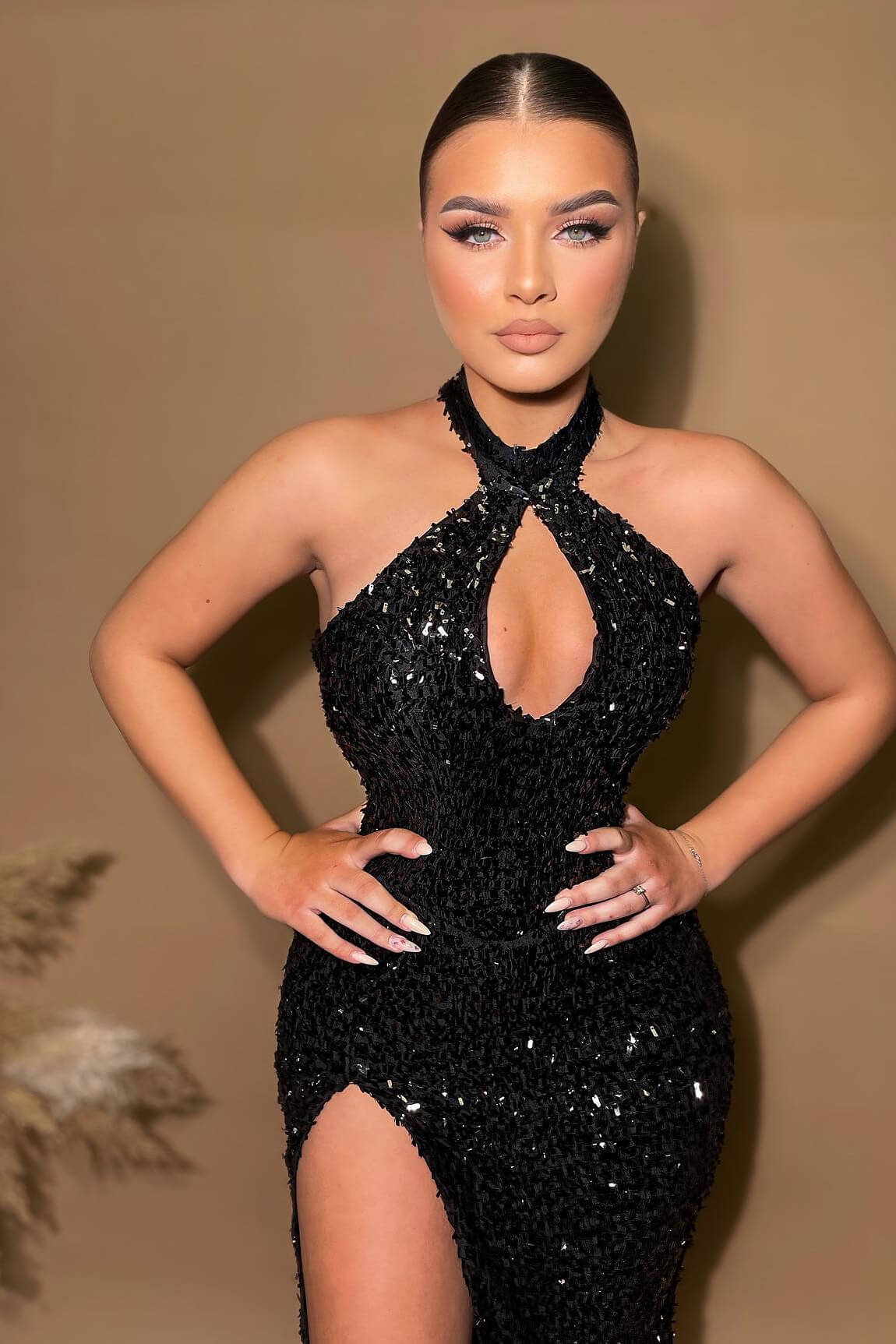 Halter Black Keyhole Mermaid High Split Prom Dresses