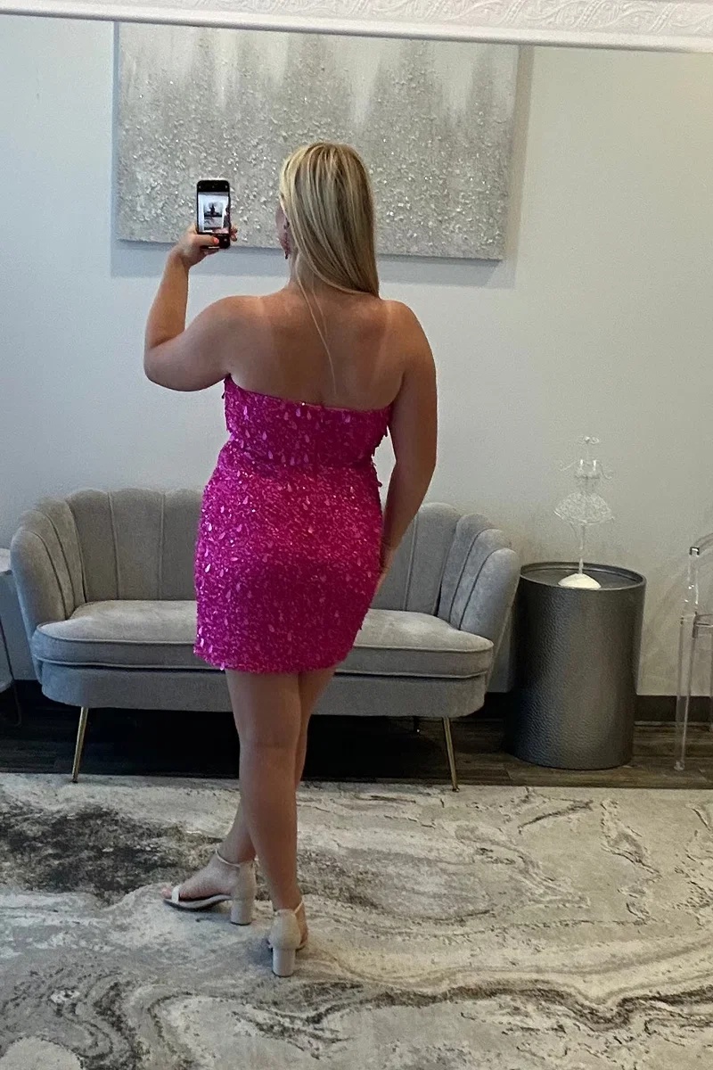Glitter Sky Blue Sweetheart Sequins Tight Short Homecoming Dress