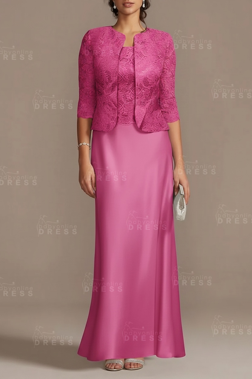 Long sleeves Sky blue Column Long Mother of the bride Dress
